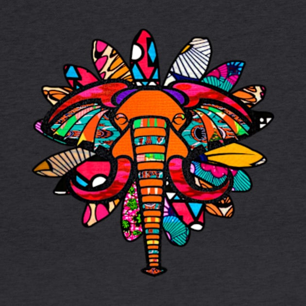 Orange African Colorful Elephant by artbyomega